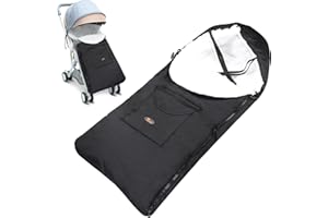 Luchild Sacco Termico Passeggino Universale, Coprigambe Passeggino Universale, Sacco Nanna Invernale con Cerniera a due vie per Passeggino Carrozzina, Impermeabile Antivento Staccabile(Nero)