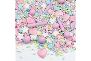 ‎ANNIVERSARY HOUSE Happy Sprinkles Party Mix 90g - Pastel Sprinkle & Edible Cake Decorations - Star Cake Decoration, Heart Cupcake Sprinkles - Fun Toppers for Birthday Cake & Dessert Decorating - HS0766