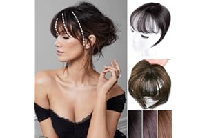 LESAFEV Mini parrucca con frangia diritta, con clip sulla fronte, topper di estensione con frangia a ciuffo (marrone chiaro)