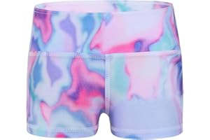 iixpin Mädchen Hohe Taille Training Shorts Aquarell Druck Hotpants Elastisch Tanzshorts kurz Leggings Workout Fitnesshose Ballett Sport Gymnastik Yoga Shorts