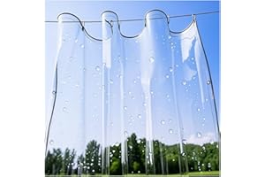 Gdmokle Telone Trasparente Impermeabile con Occhiellato, 0.3mm Antistrappo Antipioggia Telone in PVC, Coprire da Esterno Proteggere per Balcone, Gazebo, Serra, Giardino Mobili, 400g/m²