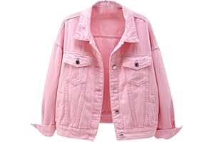 Windsfinr Denim Jackets Women Jean Stretchy Long Sleeve Trucker Jacket with Pocket UK Baibieer Pink Jacket