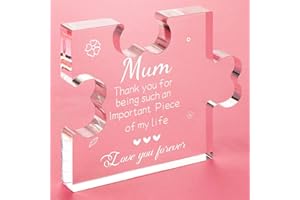 Funnli Mothers Day Gifts, Engraved Acrylic Block Puzzle Gifts for Mum, 3.35 x 2.76 Inch Table Decoration Mum Gifts, Ideal Birthday, Thanksgiving Christmas Day Gifts for Mum/Mummy from Daughter Son