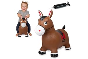 JAMARA 460597 Koń podskakujący z pompką, do 50 kg, wspomaga zmysł równowagi i zdolności motoryczne, wytrzymały i wytrzymały, łatwy w pielęgnacji, brązowy