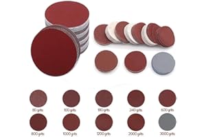 OUMEZON Schleifpapier Set, 100 Stück 80 to 3000 Grit, 50mm, Schleifpad Grit Papier schleifscheiben 50mm klett für Dremel Drehwerkzeug Exzenter Schleifer 80 100 180 240 600 800 1000 1200 2000 3000