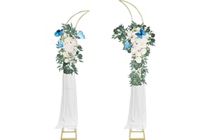 PLUSFIVE Lot de 2 Arche Mariage(2 m/2,1 m)，Support de Toile de Fond en Métal, Arche de Ballon Doré, Arche de Mariage, Arche a Ballon pour Arche Anniversaire Cérémonie, Anniversaire, Fête, Jardin Décoration