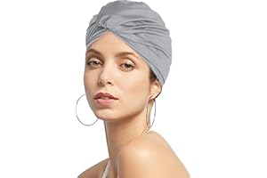 SJTJSPX Bonnet de Bain Femme Fille Bonnet de Natation Plissé en Tissu Turban de Natation Rétro Chapeaux de Bain Bonnet Plage pour Cheveux Longs Bonnet de Piscine Élégance Bonnet de Douche Non étanche