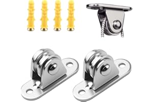 RJLLKD 2 Pcs Metal Pulleys Block Steel Nickel Plated Adjustable Angle Directional Pulley Wheel with Screws for Sun Shade Sails Greenhouse Wave Sunscreen Canopy Cover Kits Moving Home DIY Accessories