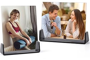 AMEITECH Akrylowa ramka na zdjęcia 2 sztuki - 20,3 x 25,4 cm Ramki na zdjęcia z podstawą akrylową i osłonami ze szkła akrylowego do wyświetlania na stole lub pulpicie, w poziomie i w pionie - półprzezroczyste czarne