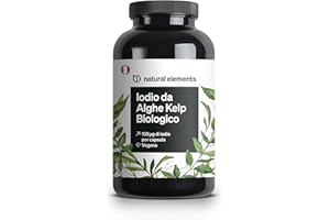 NATURAL ELEMENTS Iodio da Alghe Kelp Biologico – 365 compresse – 150µg di iodio da alghe brune/1 compressa – qualità bio per tiroide – vegano, alto dosaggio, no additivi – prodotto e testato in laboratorio in Germania