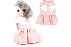 Ranphy Angel Wings Puppy Dresses for Small Dogs Girls Pet Clothes with D-ring Doggy Apparel Comfortable Summer Shirt Skirt Chihuahua Yorkie Cats Outfits, Pink, M