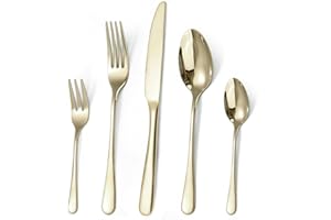Targzier Besteck Set für 6 Personen,30 teilig Champagner Gold Essbesteck Set,Glänzendes Messer,Gabel,Löffel Set,Hochglanzpoliert Bestecksets,Edelstahl Tafelbesteck,Spülmaschinenfest