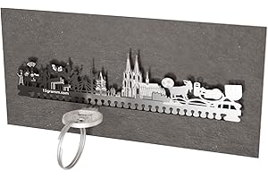 13gramm Köln Skyline Schlüsselbrett - Stilvolle Aufbewahrung für Köln-Fans - Dom, Karneval, Hohenzollernbrücke - Praktisches Wohn-Accessoire & Souvenir