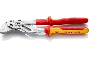 KNIPEX Zangenschlüssel Zange und Schraubenschlüssel in einem Werkzeug isoliert mit Mehrkomponenten-Hüllen, VDE-geprüft verchromt 250 mm 86 06 250