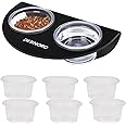 DERNORD Crested Gecko Feeding Ledge with 6 Pack Water Bowl Reptile Vivarium Strong Magnetic Food Dish for Lizard Bearded Dragon