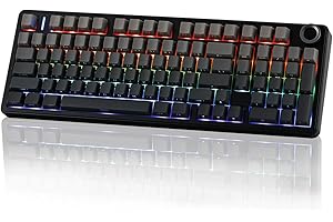 EPOMAKER X Aula F99 Pro Teclado Mecánico Inalámbrico para Juegos, Intercambiable en Caliente, 2.4GHz/USB-C/BT5.0, Perilla, NKRO y Iluminación RGB, QWERTY US, para Win/Mac/Juegos (Negro Degradado)