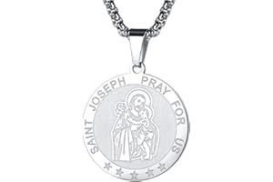 FaithHeart Personalised Stainless Steel St Benedict Anthony Necklace for Men Women Retro Christian Patron of Saint Talisman Amulet Jewellery in Silver/Gold/Black Birthday Gift