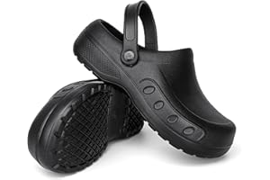 MEIAGDT Men's Chef Clogs, Non-Slip Safety Shoes, Waterproof and Oil Resistant, Adjustable Straps, Suitable for Restaurant, Kitchen, Nursing Work, Garden Clogs for Catering Cooking.