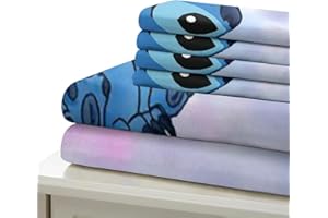 DELLIOP Funda nórdica Lilo & Stitch para niña | Cubierta de Edredón con Cierre de Cremallera + 2 Fundas de Almohada de 50x75 cm | Púrpura, 140x200