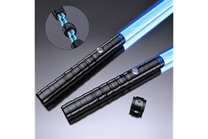 Kiseely Lichtschwert 2 Packungen mit Metallgriff, 7 Farben austauschbares LED Lichtschwert mit wiederaufladbaren Batterien, Duellierende Lichtsäbel mit Sound für Teenager Erwachsene (Schwarz Griff)