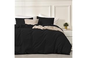 LUOFANFEI Juego de Funda Nordica Negro Cama 135/150 100% Algodón Transpirable Suave Moderno Juego de Funda de Edredón 240x220 y Fundas Almohada (50x75cm)