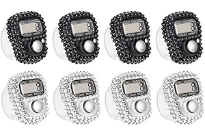 Hitopin 8PCS Finger Tally Counter, Elektronischer Fingerzähler,Finger Counter Clicker Reihenzähler,5 Digit Mini Handzähler,Lap Track Handheld Counter,für Inventur,Sport,Marketing,Golf (Schwarz,Weiß)