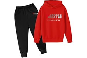 BFTHWY Tuta Trapstar Bambini, 2 Pezzi Tute Bambino Set di Abbigliamento Tuta Felpa con Cappuccio e Pantaloni da Jogging Otoño Invierno