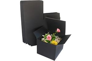 STRBOXONG Black Kraft Gift Boxes, 130x130x130 mm Small Empty Gift Boxes with Lids for Presents, Sweet Favour Boxes for Parties, Weddings or Birthday (10 Pcs)