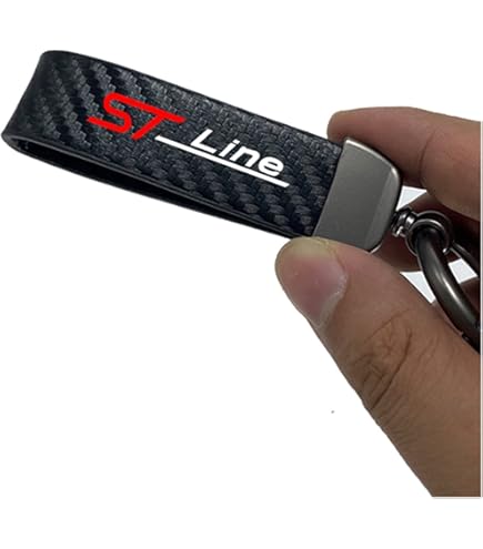 Kohlefaser Leder Schlüsselanhänger Für Ford ST Line - Mit D-Ring