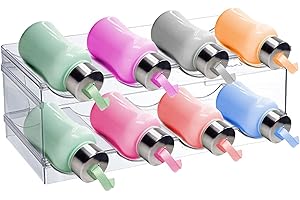 Gsrhzd Bottle Rack, Water Bottle Storage, 2 Layers Removable Water Bottle Organiser for Cupboard Fridge Kitchen, Anti-slip Thicker PET Plastic Wine Rack for Bottle Drink(Per Layer with 4 Slot)