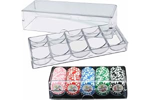 Teksome Pokerchipsställ – klar akrylbricka med lock, transparent förvaringsfodral organiserare för kasinospel, rymmer 100 chip