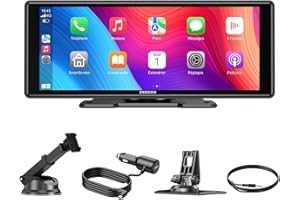 ESSGOO Carplay Voiture, Supporte A-pple Carplay sans Fil et Android Auto, Écran Tactile IPS de 10.26 Pouces avec Capteur de Lumière, Prend en Charge Mirror Link, Assistants G-oogle et Siri,Double USB
