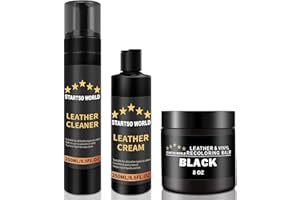 STARTSO WORLD Leather Restoration Kit | Includes Leather Recoloring Balm, Leather Cleaner, Protection Cream, Sponge & Cloth | Restores & Repairs