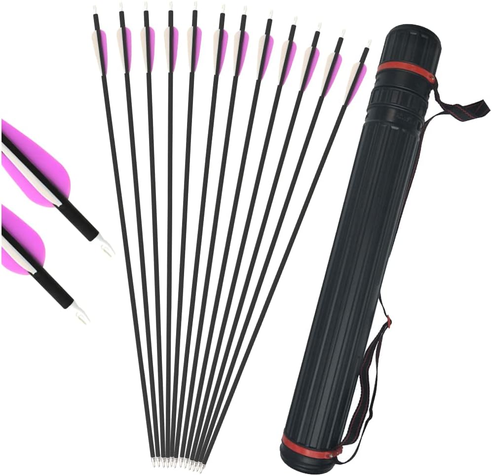 MILAEM Flecha de Tiro con Arco de 30 Pulgadas Flechas de Carbono Spine 500 Flechas de Caza con Punta reemplazable para Arco Compuesto Arco recurvo Caza al Aire Libre