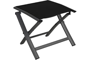 Grand patio Repose Pied Pliable, Textilène et Aluminium, Poids Léger, Pouf d'extérieur pour Jardin, Balcon, Piscine (Noir)