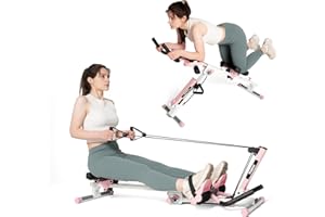 TODO 3 en 1 Rameur pour la Maison, Multifonctionnel Rameur Musculation avec 2 Intensités Réglable, AB Trainer Abdominaux Rameur Pliable pour Cardio-Training, jusqu'à 120kg