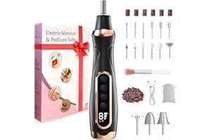 XunmotorYao Fresa per Unghie Professionale 20000 RPM Cordless Manicure Elettrico e Pedicure Set 15 in 1 Lima Elettrica per Unghie Senza Fili USB Manicure e Pedicure Elettrico per Casa Salone,Nero