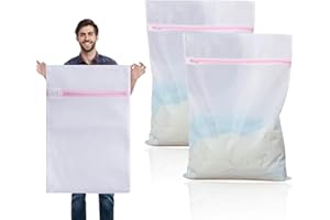 DMJIA 2 PCS Large Mesh Laundry Bag 60x90cm, Multi-Pack Laundry Net Bags with Zip and Drawstring, Durable Mesh Wash Bag for Delicates, Lingerie, Socks, Baby Clothes, Travel Organizer