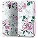 Produktbild Saxonia Tasche Samsung Galaxy S4 Hülle Flip Case Schutzhülle Handytasche mit Kartenfach Motiv Blumen / Rosen Weiß
