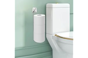 Tokokimo Porta carta igienica da parete con viti, può essere punzonato, contiene 3 rotoli di carta igienica, acciaio inox, 32 x 3,5 x 8,5 cm, argento, 1 pezzo