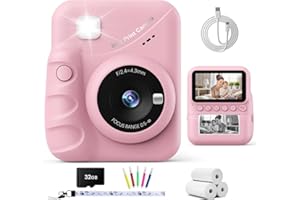 TIATUA Kinderkamera Sofortbildkamera, 48MP 3.0 Zoll Sofortbildkamera Kinder mit 32G Karte & 3 Rollen Druckpapier, Geschenke für Jungen & Mädchen von 3-12 Jahren (Rosa)