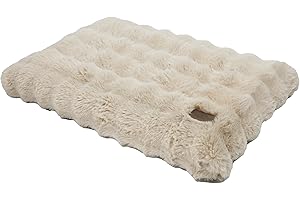 BingoPaw Dog Bed Medium Washable：Calming Crate Mattress with Removable Cover and Anti-Slip Bottom, Fluffy Anti Anxiety Water Resistant Pet Beds, Puppy Pillow Cushion Beige, 76x51x10cm