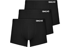 QINCAO Calecon Homme Boxer Coton 3 Pièces - Confortables Respirants sans Étiquettes, Emballage Portable pour Voyage