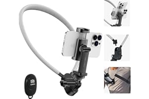 Coikes POV/Vlog Soporte Cuello Telefono, Soporte de Pecho para trípode de Cuello Manos Libres Compatible Selfie Monte Grabación de Vídeo para iPhone Samsung Pixel y Todos los Teléfono (Gris)