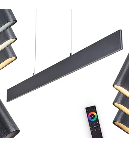 Suspension LED Bolonda, Plafonnier En Métal/verre Noir/clair/satiné, Suspension Avec Variateur Tactile Pour Changer La Couleur De La Lumière, 2700-6000 K3 X LED 5 Watts, 1350 Lumens