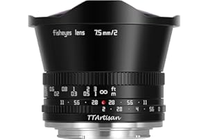 TTARTISAN 7.5mm F2.0 Objetivo de cámara Ojo de pez para Montura Sony E APS-C Enfoque Manual (sin Filtro ND)