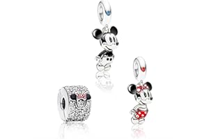 MGIUL Ourson Souris Mignon 3 en 1 Dangle Charms Clips Pendant Pour Bracelets Colliers Pendentifs en Argent 925 Perles Bijoux Cadeau Pour Femmes