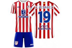Atletico de Madrid - Camiseta Oficial 25-26 | J. Álvarez #19 | Primera Equipación | Diseño Profesional Patrocinadores Oficiales | Tallas Adulto y Niño | Unisex