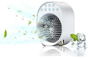 BSEICAL Aire Acondicionado Portatil Movil Silencioso, Mini Enfriador De Aire Usb,Ventilador Congelador Nebulizador, Evaporativo Bajo Consumo Whirlpool, Usado Para Personal, Camp, Exterior, Coche (blanco)