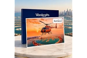 Wondergifts Palm Jumeirah Dubai Helicopter Ride Gift Box for 1 Person | A 12-Min Unforgetable Shared Flight Adventure for 1 Person over the Palm, with a Guide on Board Naming the Landmarks Below.